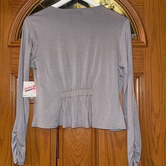 NWT! Covington Sterling Grey Ruched Long Sleeve Open Front Draped Shrug Cardigan - Picture 12 of 15